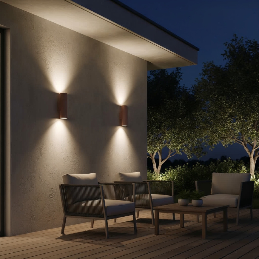 Ideal Lux - Venkovní nástěnné svítidlo GUN 1xGU10/35W/230V 21 cm IP44 hnědá