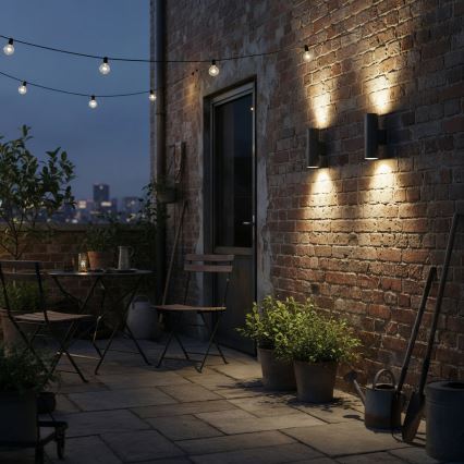 Ideal Lux - Venkovní nástěnné svítidlo GUN 2xGU10/35W/230V IP44 antracit