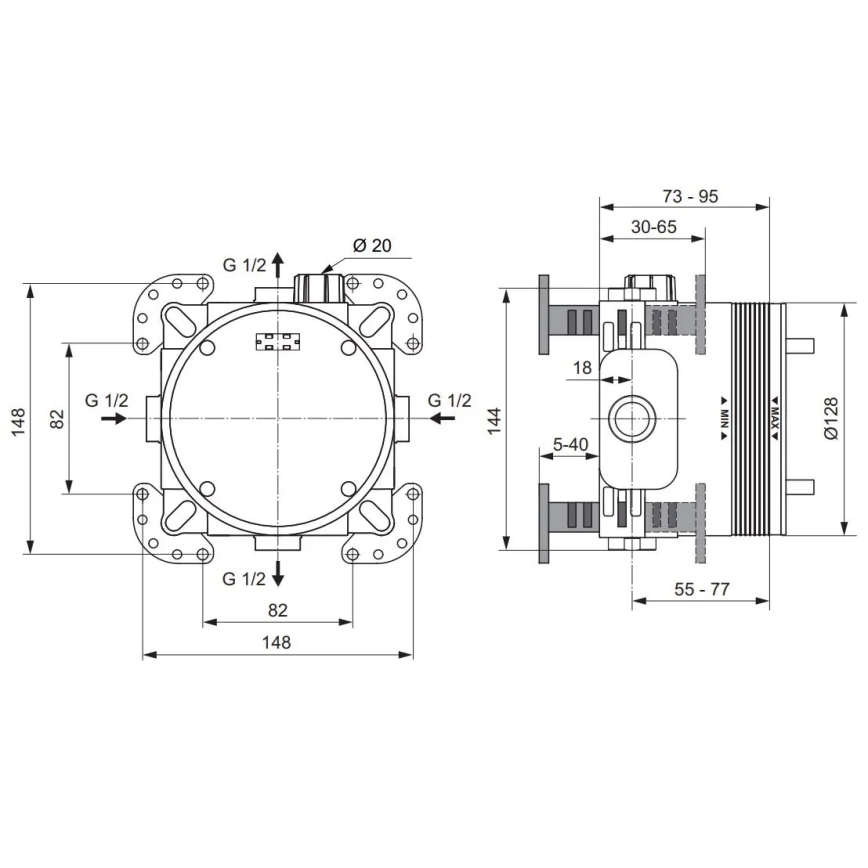 Ideal Standard A1000NU - Montážní těleso pro podomítkové baterie BUILT-IN modrá