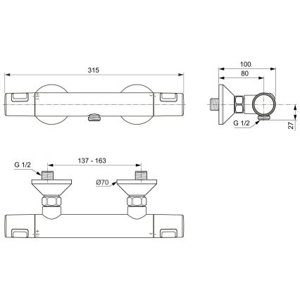 Ideal Standard A7201AA - Termostatická sprchová baterie CERATHERM T25 lesklý chrom