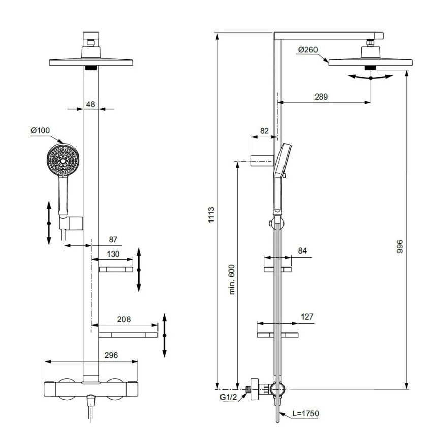 Ideal Standard BD583SI - Sprchová sada s termostatickou baterií CERATHERM ALU+ stříbrná