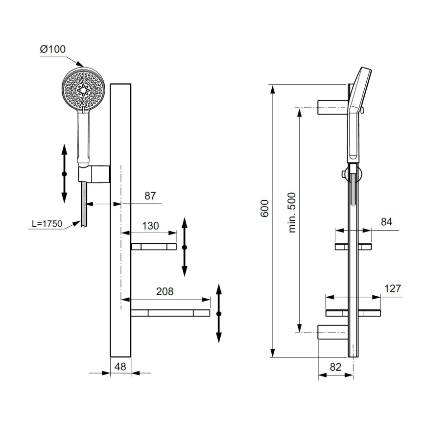 Ideal Standard BD586XG - Sprchová sada IDEALRAIN ALU+ matná černá