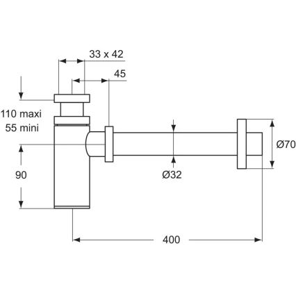 Ideal Standard D5859AA - Umyvadlový sifon matný chrom
