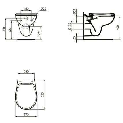 Ideal Standard K881001 - Závěsné WC Rimless EUROVIT keramika/bílá