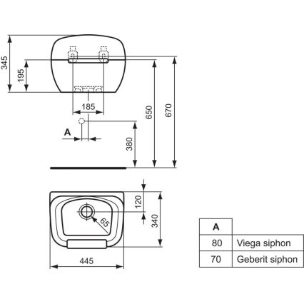 Ideal Standard R380601 - Závěsná výlevka DOURO 44,5x34 cm keramika/bílá