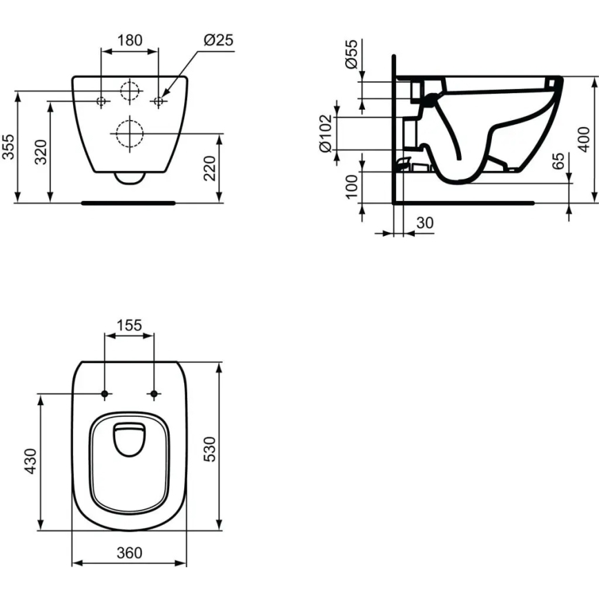 Ideal Standard T007801 - Závěsné WC TESI keramika/bílá