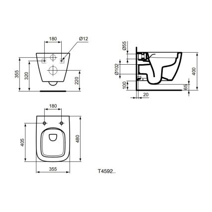 Ideal Standard T459201 - Závěsné WC Rimless I.LIFE S keramika/bílá