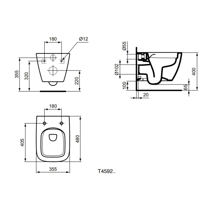 Ideal Standard T459201 - Závěsné WC Rimless I.LIFE S keramika/bílá