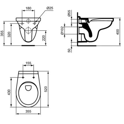 Ideal Standard W331301 - Závěsné WC Rimless SIMPLICITY keramika/bílá