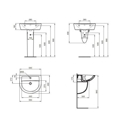 Ideal Standard W332601 - Závěsné umyvadlo EUROVIT 55x46 cm keramika/bílá