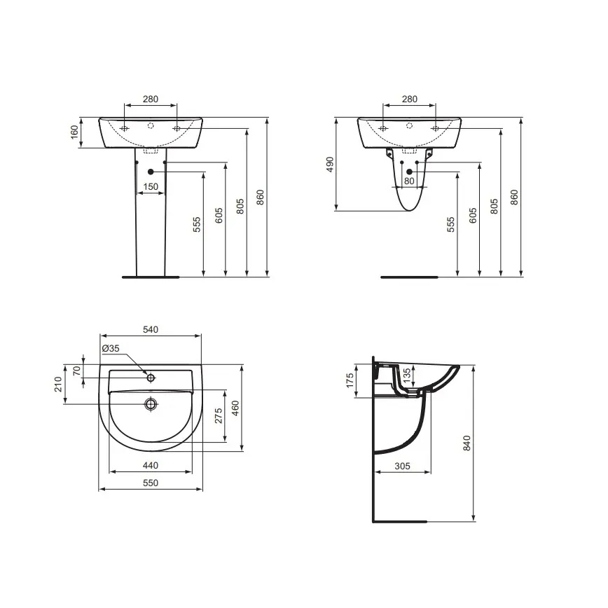 Ideal Standard W332601 - Závěsné umyvadlo EUROVIT 55x46 cm keramika/bílá