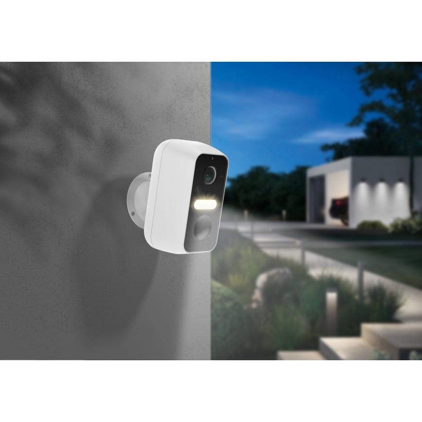 Chytrá venkovní kamera se senzorem pohybu 2K 9600 mAh IP65 Wi-Fi Tuya bílá