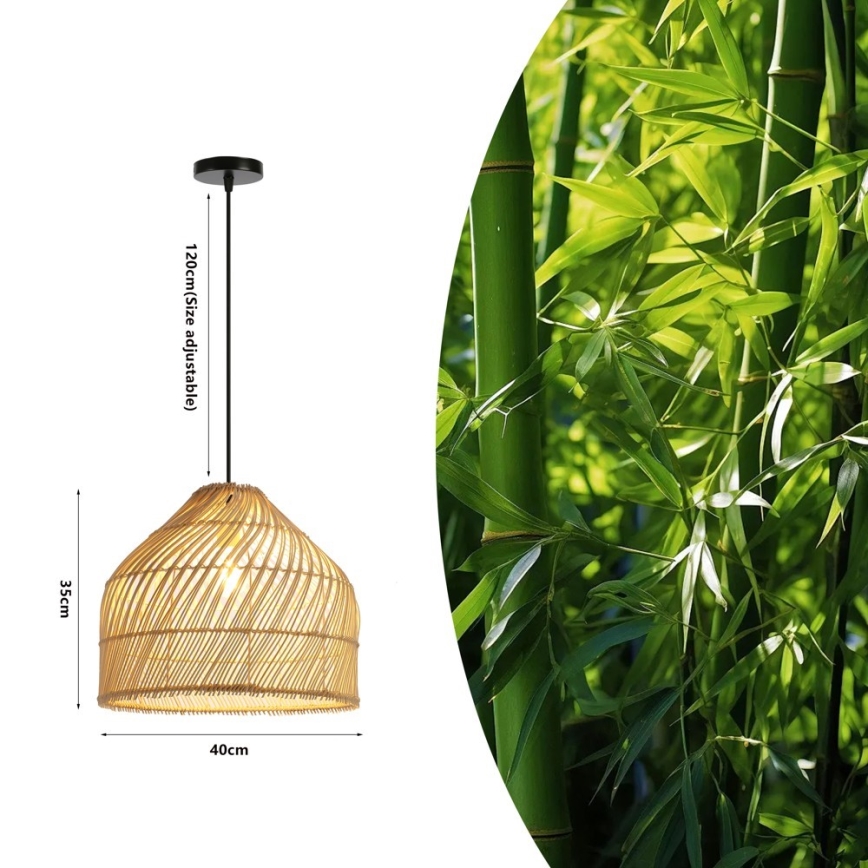 Lustr na lanku PELO 1xE27/40W/230V pr. 40 cm ratan