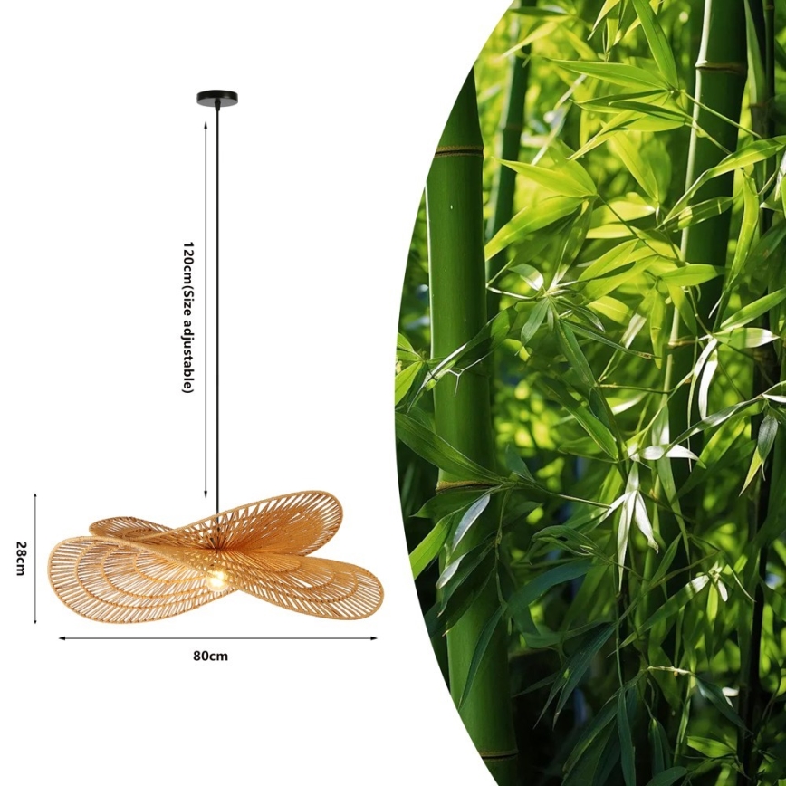 Lustr na lanku MARIPOSA 1xE27/40W/230V pr. 80 cm juta