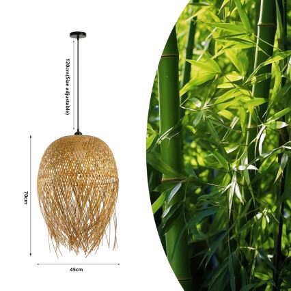 Lustr na lanku HILO 1xE27/40W/230V pr. 45 cm bambus