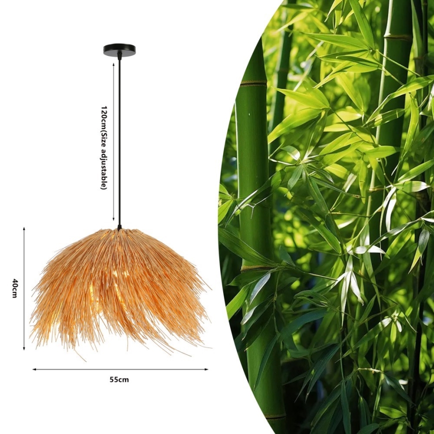 Lustr na lanku NATURALEZA 1xE27/40W/230V pr. 55 cm ratan