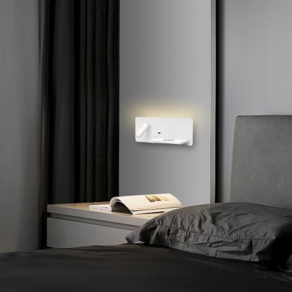 Immax 08285L - LED Nástěnné bodové svítidlo s poličkou, USB portem a bezdrátovým nabíjením Be PREPARE LED/3W/230V + LED/3W bílá