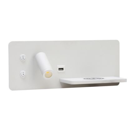 Immax 08285L - LED Nástěnné bodové svítidlo s poličkou, USB portem a bezdrátovým nabíjením Be PREPARE LED/3W/230V + LED/3W bílá