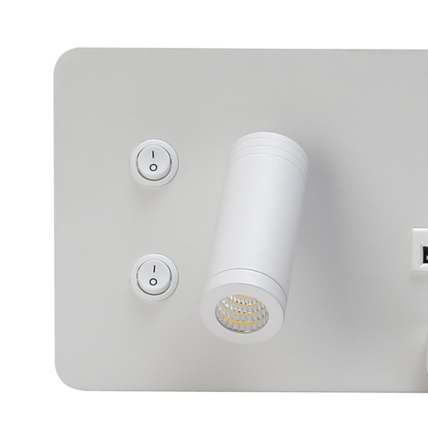 Immax 08285L - LED Nástěnné bodové svítidlo s poličkou, USB portem a bezdrátovým nabíjením Be PREPARE LED/3W/230V + LED/3W bílá