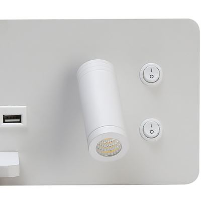 Immax 08286L - LED Nástěnné bodové svítidlo s poličkou, USB portem a bezdrátovým nabíjením Be PREPARE LED/3W/230V + LED/3W bílá