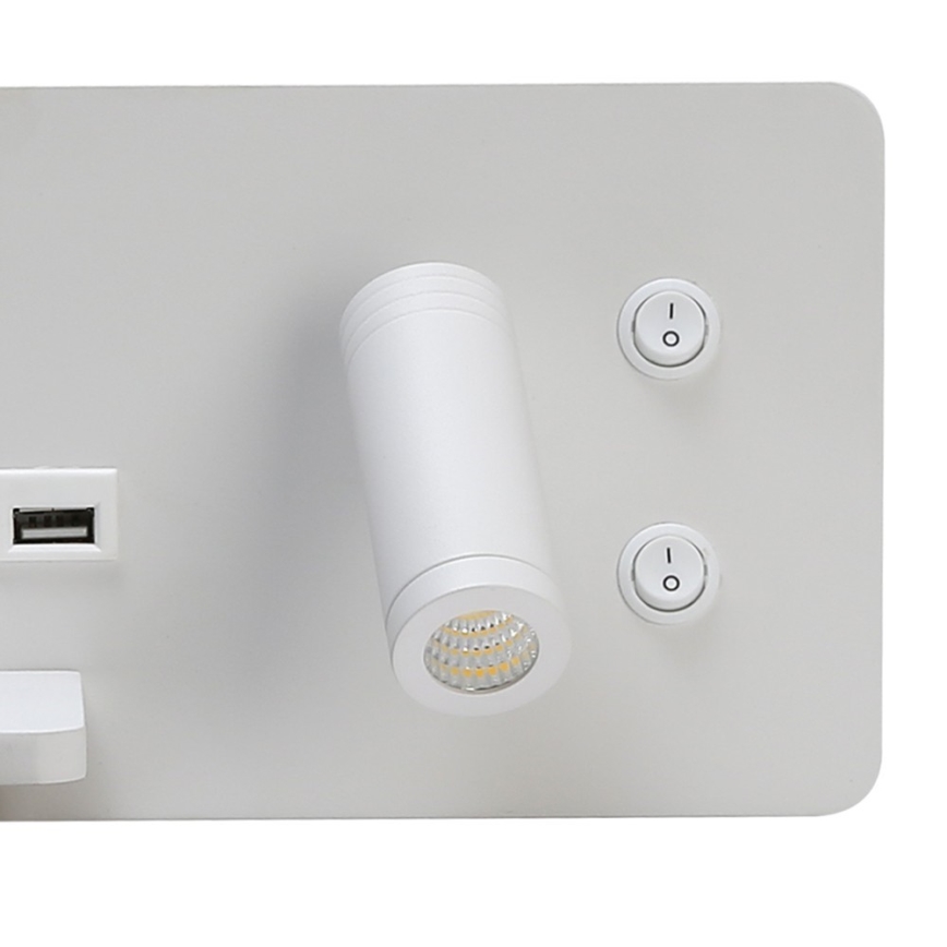 Immax 08286L - LED Nástěnné bodové svítidlo s poličkou, USB portem a bezdrátovým nabíjením Be PREPARE LED/3W/230V + LED/3W bílá