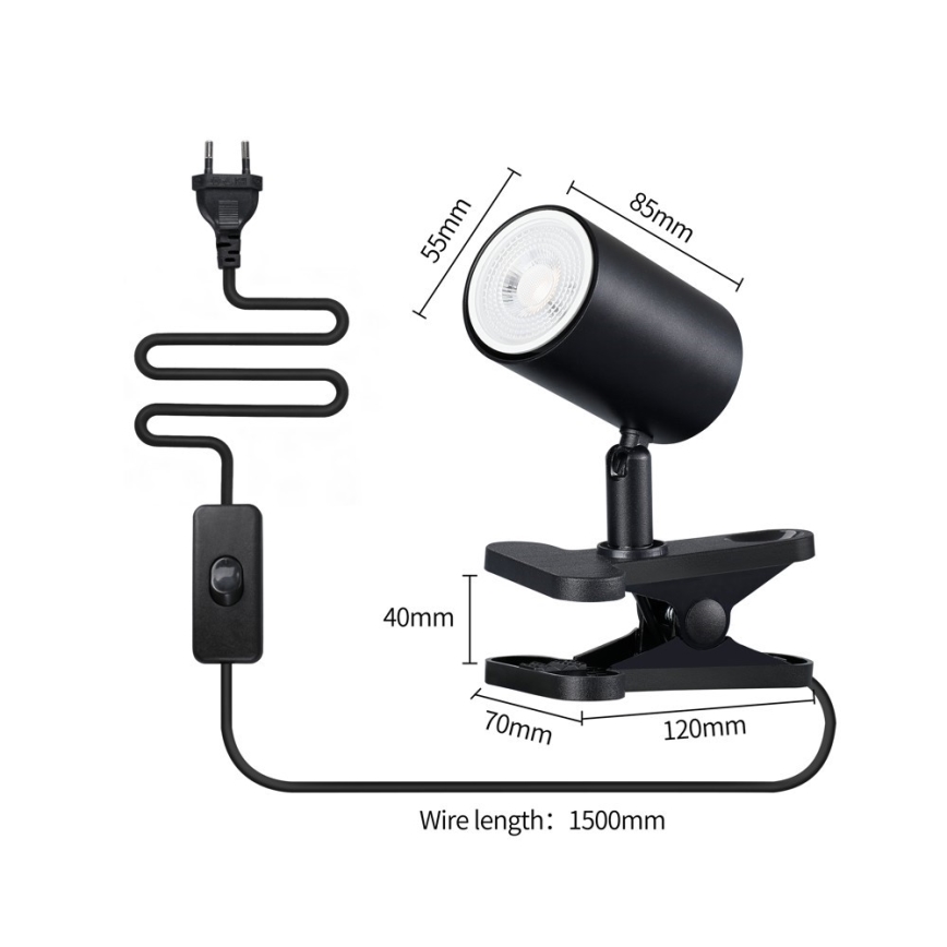 Lampa s klipem PUNTO 1xGU10/9W/230V černá