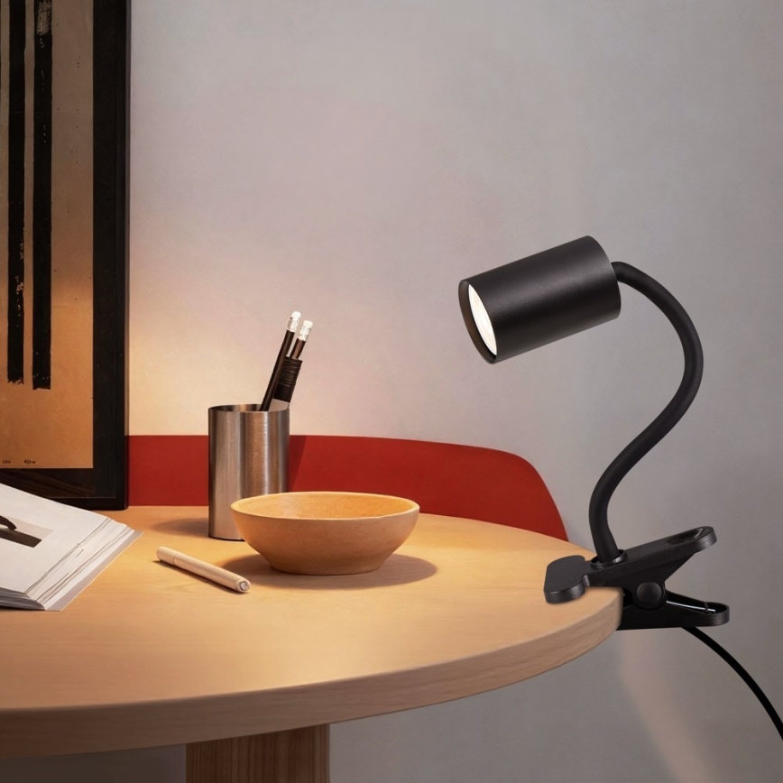 Flexibilní lampa s klipem PUNTO 1xGU10/9W/230V černá