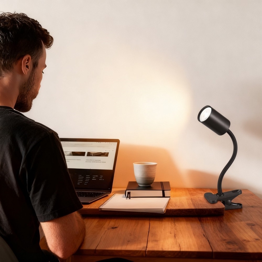Flexibilní lampa s klipem PUNTO 1xGU10/9W/230V černá