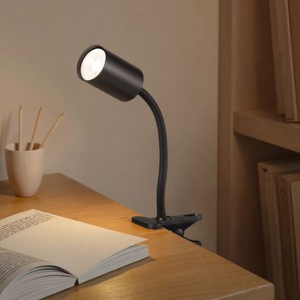 Flexibilní lampa s klipem PUNTO 1xGU10/9W/230V černá