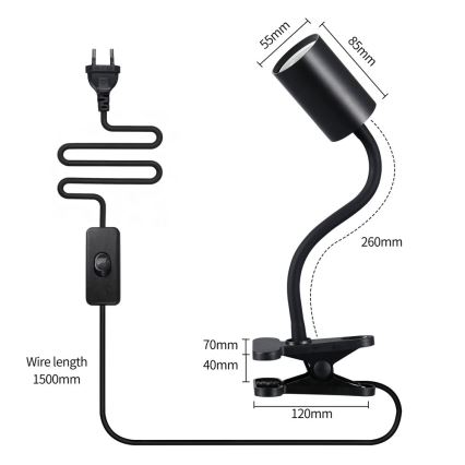 Flexibilní lampa s klipem PUNTO 1xGU10/9W/230V černá