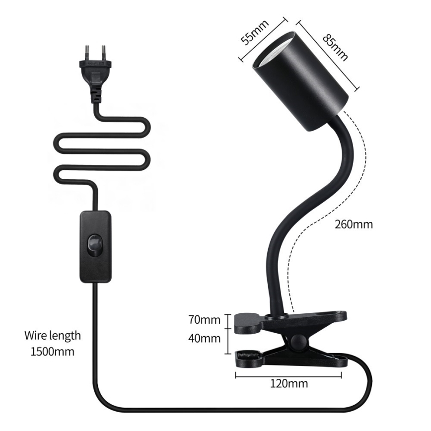 Flexibilní lampa s klipem PUNTO 1xGU10/9W/230V černá