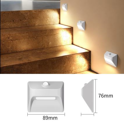 Immax 08308L - LED Nabíjecí schodišťové svítidlo se senzorem STEP LIGHT LED/0,3W/3,7V 2200 mAh IP53 bílá
