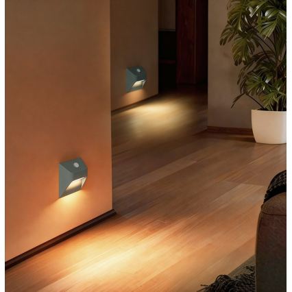 Immax 08309L - LED Nabíjecí schodišťové svítidlo se senzorem STEP LIGHT LED/0,3W/3,7V 2200 mAh IP53 šedá