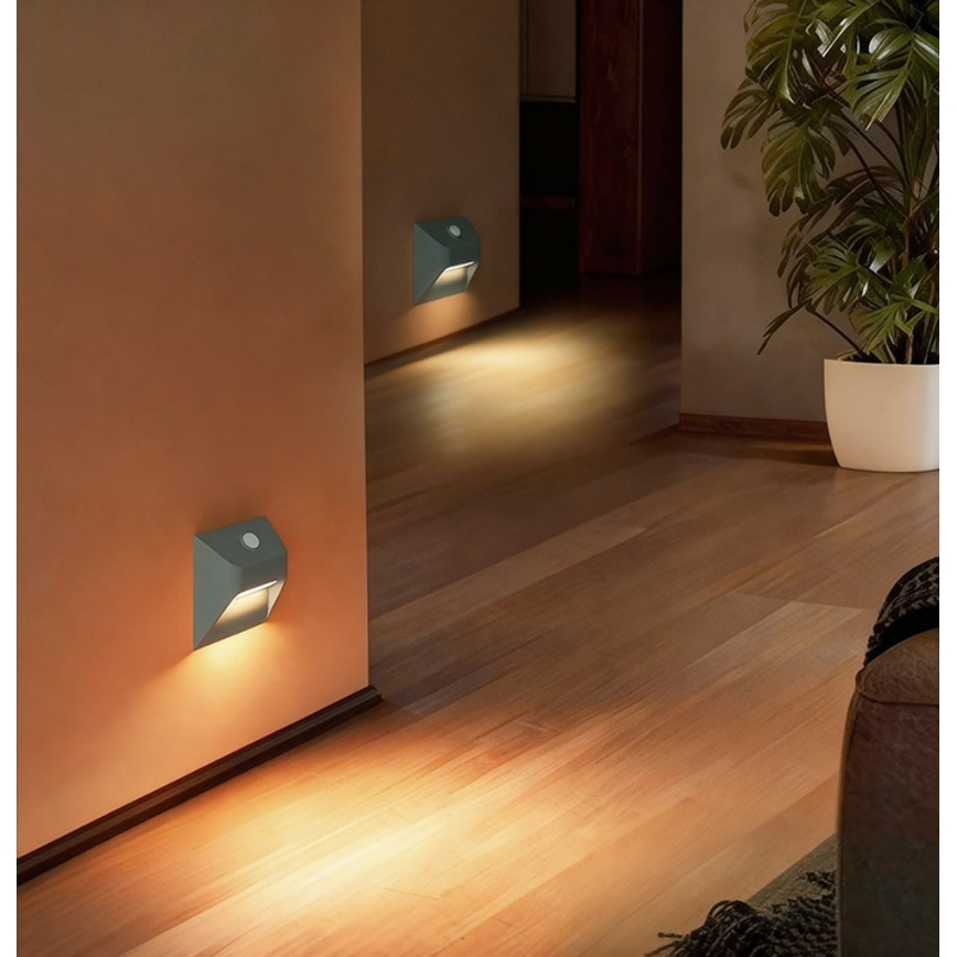 Immax 08309L - LED Nabíjecí schodišťové svítidlo se senzorem STEP LIGHT LED/0,3W/3,7V 2200 mAh IP53 šedá