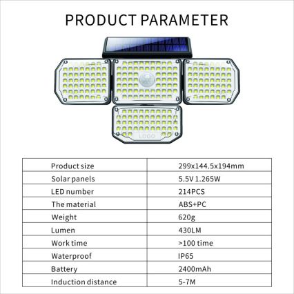 LED Solární nástěnné svítidlo se senzorem LED/5W/5,5V IP65