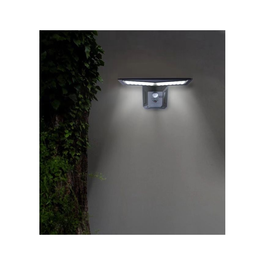 LED Solární nástěnné svítidlo se senzorem LED/2,6W/5,5V IP65 1800 mAh černá