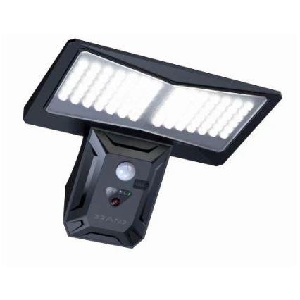 LED Solární nástěnné svítidlo se senzorem LED/2,6W/5,5V IP65 1800 mAh černá
