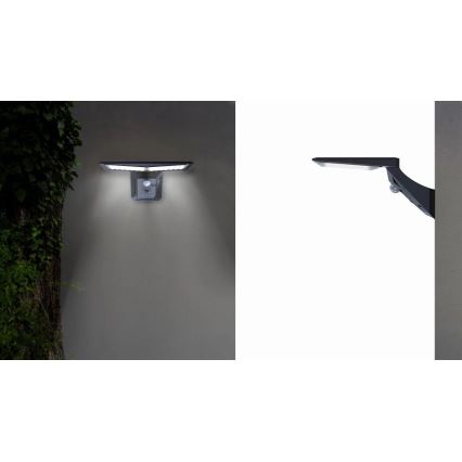 LED Solární nástěnné svítidlo se senzorem LED/2,6W/5,5V IP65 1800 mAh černá
