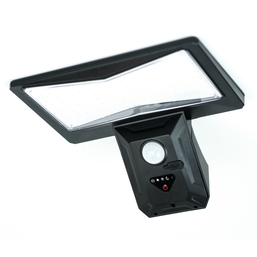 LED Solární nástěnné svítidlo se senzorem LED/2,6W/5,5V IP65 1800 mAh černá