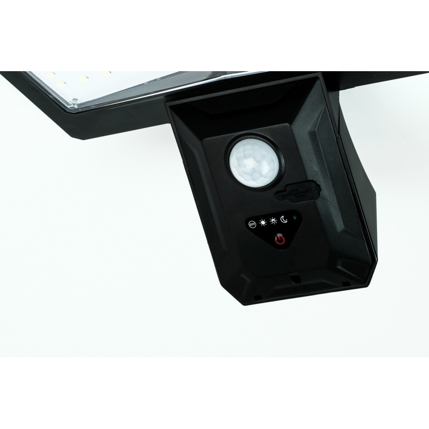 LED Solární nástěnné svítidlo se senzorem LED/2,6W/5,5V IP65 1800 mAh černá