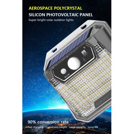 LED Solární nástěnné svítidlo se senzorem LED/3W/5,5V IP65 1200 mAh