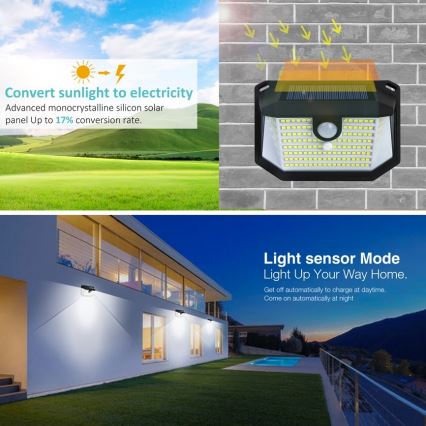 LED Solární nástěnné svítidlo se senzorem LED/4W/5,5V IP65