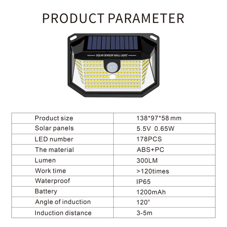 LED Solární nástěnné svítidlo se senzorem LED/4W/5,5V IP65