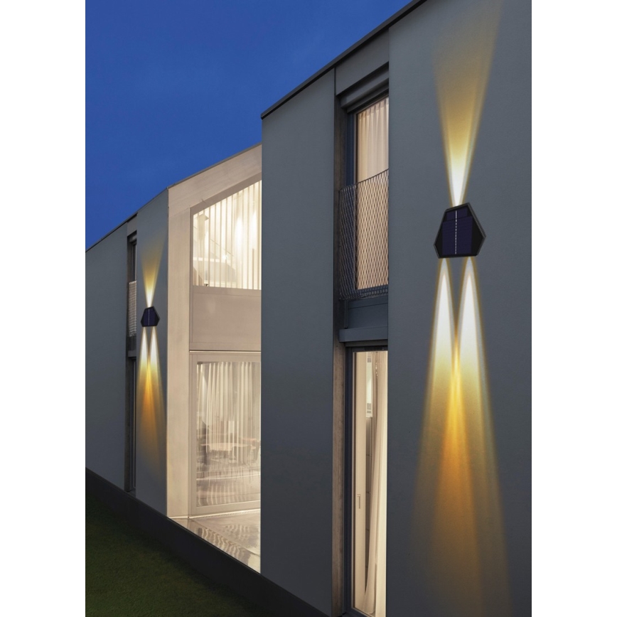 LED Solární nástěnné svítidlo se senzorem LED/2W/5V IP54 1300 mAh