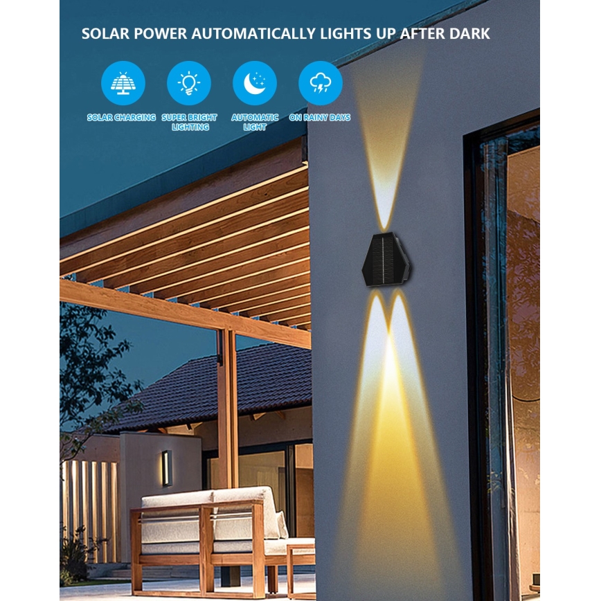 LED Solární nástěnné svítidlo se senzorem LED/2W/5V IP54 1300 mAh