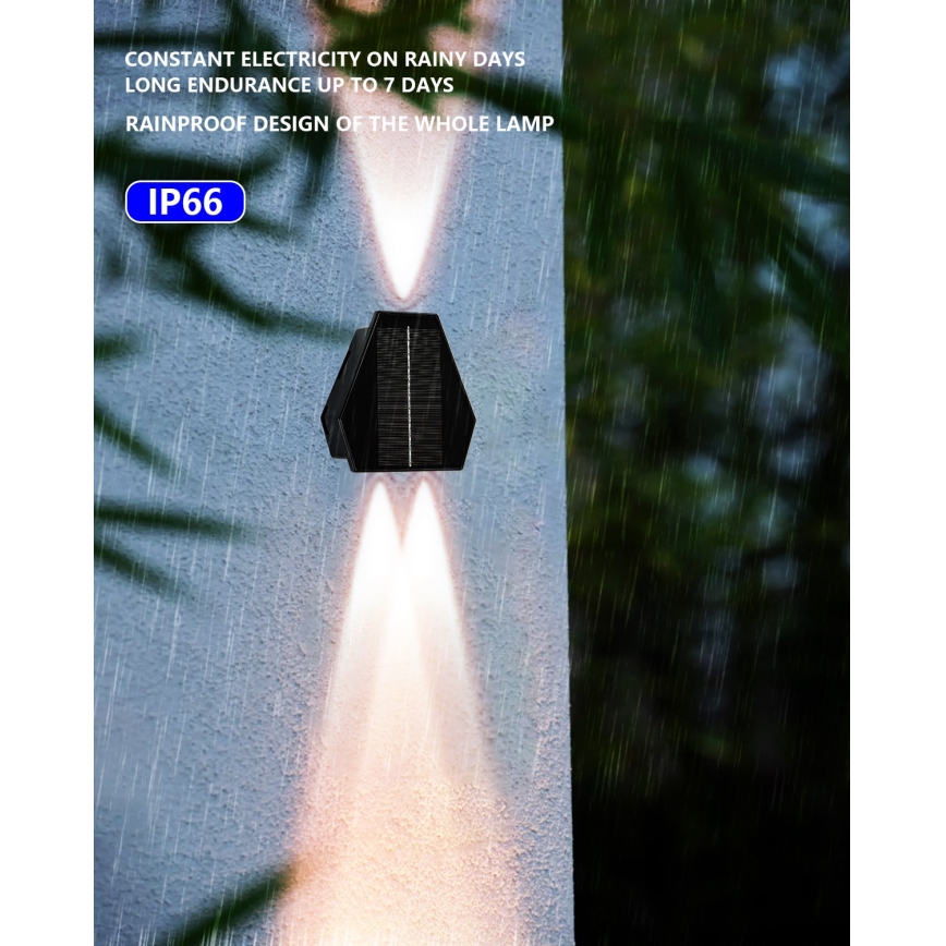 LED Solární nástěnné svítidlo se senzorem LED/2W/5V IP54 1300 mAh