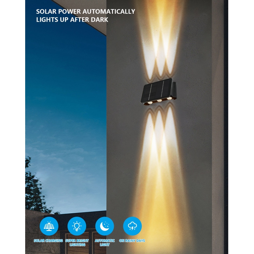 LED Solární nástěnné svítidlo se senzorem LED/2W/5V IP54 1300 mAh