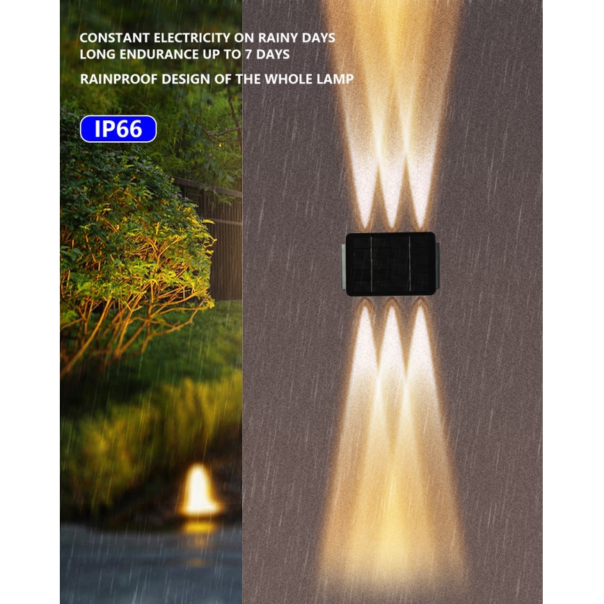 LED Solární nástěnné svítidlo se senzorem LED/2W/5V IP54 1300 mAh