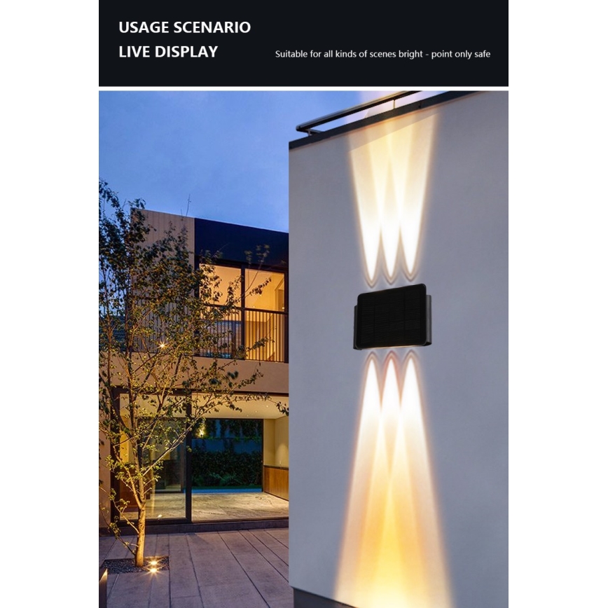 LED Solární nástěnné svítidlo se senzorem LED/2W/5V IP54 1300 mAh