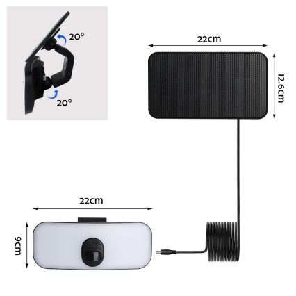 LED Solární nástěnné svítidlo se senzorem LED/13W/3,7V 4000K IP65